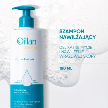 Oillan Derm+, szampon nawilżający, 180 ml