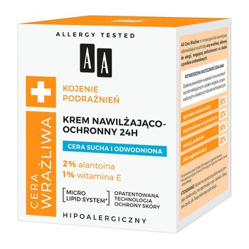 AA Cera Wrażliwa, Krem nawilżająco-ochronny 24h, 50 ml