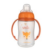 Canpol Babies, kubek treningowy Cute Animlas, 320 ml, pomarańczowy, 1 szt.