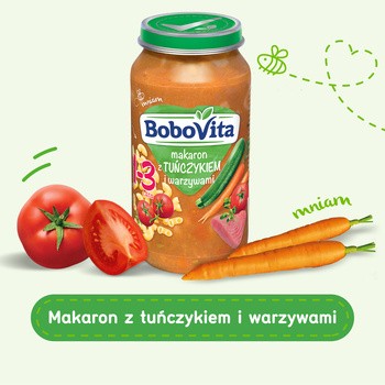 BoboVita, obiadek makaron z tuńczykiem i warzywami, 12m+, 250 g