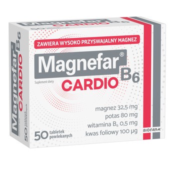Magnefar B6 Cardio, tabletki powlekane, 50 szt.