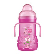 MAM Trainer, butelka treningowa z ustnikiem, 4 m+, różowa, 220 ml