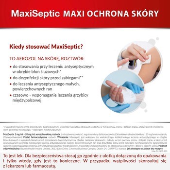Maxiseptic, 1 mg/ml + 20 mg/ml, aerozol na skórę, 50 ml