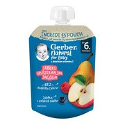 Gerber Natural, Deserek Jabłko gruszka malina jagoda, tubka, 6 m+, 80 g