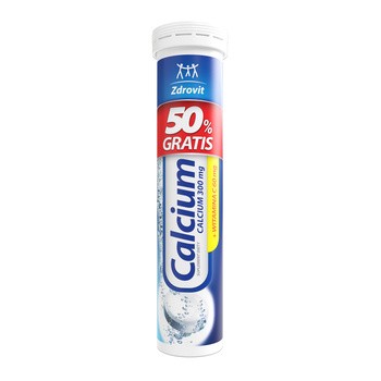 Zdrovit Calcium 300 mg + Witamina C, tabletki musujące, smak mandarynkowy, 20 szt.