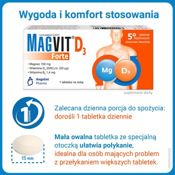 Magvit Forte D3, tabletki dojelitowe, 50 szt.