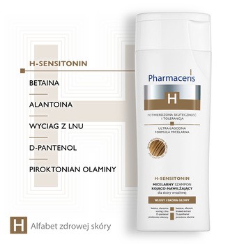 Pharmaceris H Sensitonin, micelarny szampon kojąco-nawilżający do skóry wrażliwej, 250 ml