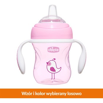 Chicco, Pierwszy kubek treningowy z miękkim ustnikiem, różowy, 4m+, 1 szt.