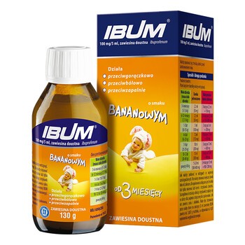 Ibum, 100 mg/5 ml, zawiesina doustna o smaku bananowym, 130 g