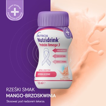 Nutridrink Protein Omega 3, płyn rześki smak mango-brzoskwinia, 4 x 125 ml