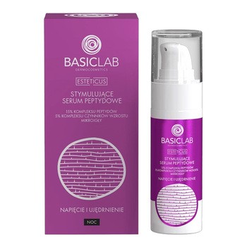 BasicLab Esteticus, serum peptydowe do twarzy na noc Napięcie i Ujędrnienie, 30 ml