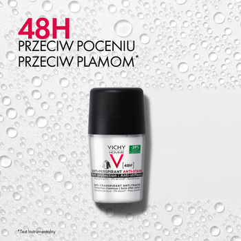 Vichy Homme, antyperspirant w kulce przeciw śladom na ubraniach, 48h, 50 ml