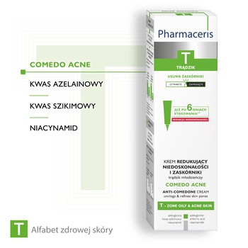 Pharmaceris T Comedo Acne, krem redukujący niedoskonałości i zaskórniki trądziku młodzieńczego, 40 ml