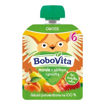 BoboVita, morele z jabłkiem i gruszką, mus, 6 m+, 80 g