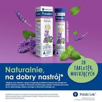Prenalen Positive Mama, tabletki musujące, smak mango - trawa cytrynowa, 20 szt.