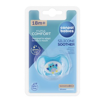 Canpol Babies, smoczek uspokajający silikonowy symetryczny, Sówki, 18 m+, 1 szt.
