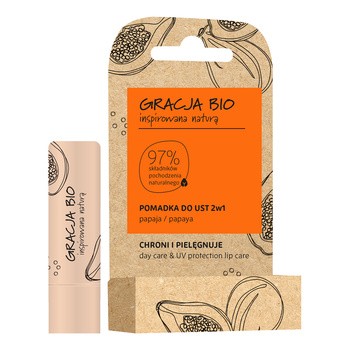 Gracja Bio, pomadka do ust 2w1, ochronno-pielęgnacyjna, papaja, 5 g