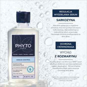 Phyto Sebum Control, szampon, sebo-regulujący, 250 ml