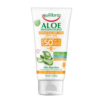 Equilibra Aloe, aloesowy przeciwzmarszczkowy krem przeciwsłoneczny, SPF 50+, 75 ml