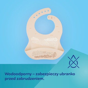 Canpol Babies, śliniak silikonowy z kieszonką, beżowy, 1 szt.