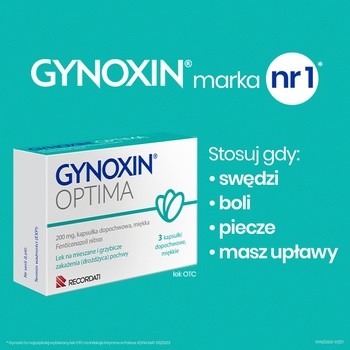 Gynoxin Optima, 200 mg, kapsułki dopochwowe, miękkie, 3 szt.