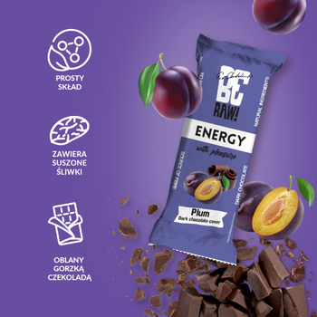 BeRaw! Energy, Plum Chocolate, baton energetyczny, 40 g
