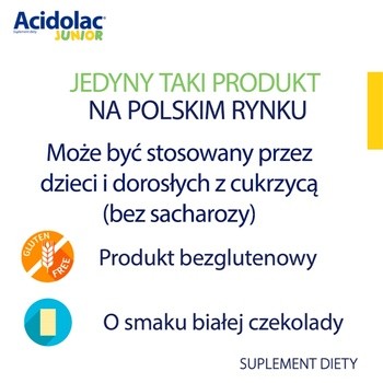 Acidolac Junior, misio-tabletki, smak białej czekolady, 20szt.