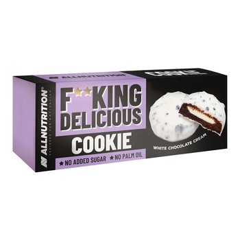 Allnutrition Fitking Delicious Cookie White Chocolate Cream, ciasteczka w białej czekoladzie, 128 g