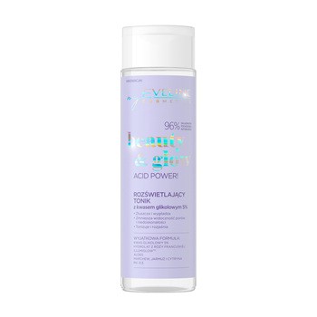 Eveline Cosmetics Beauty & Glow, rozświetlający tonik z 5% kwasem glikolowym, 200 ml