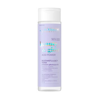 Eveline Cosmetics Beauty & Glow, rozświetlający tonik z 5% kwasem glikolowym, 200 ml