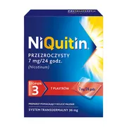 Niquitin przezroczysty, 7 mg/24 h, system transdermalny 36 mg, stopień 3, plastry, 7 szt.