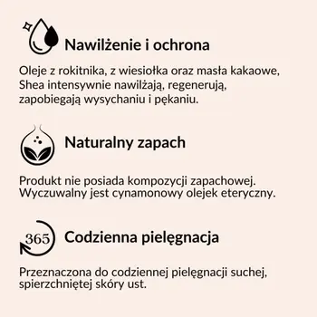 Sylveco, rokitnikowa pomadka ochronna  o zapachu cynamonu, 4,6 g