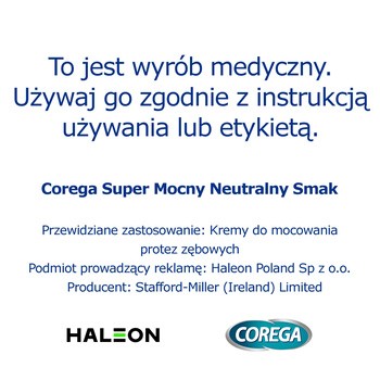 Corega Super Mocny Neutralny Smak, krem do protez, 40 g