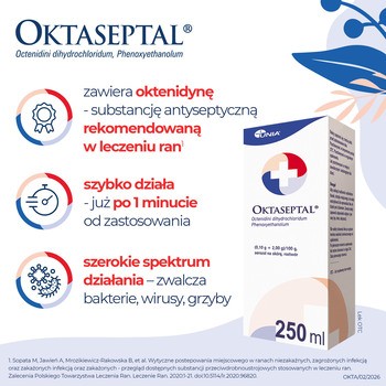 Oktaseptal, (0,10 g+2,00 g)/100 g, aerozol na skórę, 250 ml