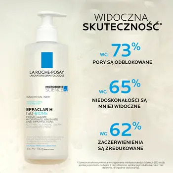La Roche-Posay Effaclar H ISO-Biome, kojący krem myjący, 390 ml