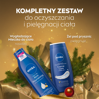 Zestaw Nivea, Moment of Care, odżywcze mleczko do ciała, 250 ml + Creme Care, żel pod prysznic, 250 ml