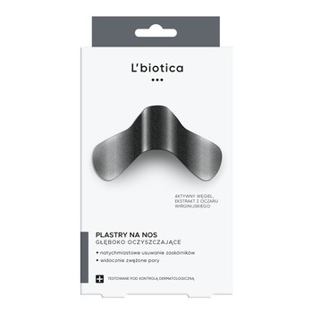 L`Biotica, głęboko oczyszczające plastry na nos z węglem drzewnym, 3 szt.