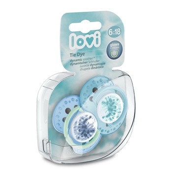 Canpol Lovi, smoczek uspokajający silikonowy dynamiczny, 6-18 m Tie Dye Blue, 2 szt.