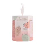 Zestaw LBC Warm Vanilla, Wspaniały Blask, żel do mycia ciała, 100 ml + balsam do ciała, 100 ml + myjka do ciała