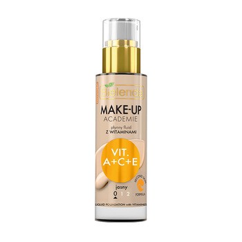 Bielenda Make-Up Academie, płynny fluid z witaminami A+C+E, odcień jasny 0, 30ml