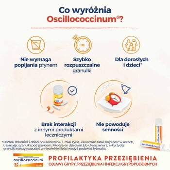 Oscillococcinum na przeziębienie i grypę, granulki, 30 pojemników jednodawkowych po 1 g
