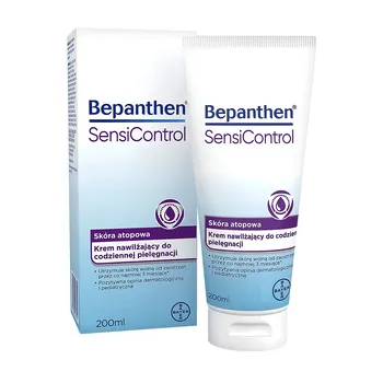 Bepanthen SensiControl, krem nawilżający do codziennej pielęgnacji skóry atopowej, 200 ml