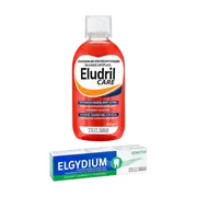 Zestaw Elgydium Sensitive, pasta do zębów w żelu, 75 ml + Eludril Care, płyn do codziennej higieny jamy ustnej, 500 ml