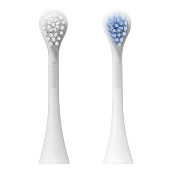 Curaprox Hydrosonic Sensitive Duo, główki szczoteczki sonicznej, biała i niebieska, 2 szt.
