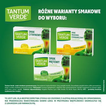Tantum Verde smak miodowo-pomarańczowy, 3 mg, pastylki twarde, 30 szt.