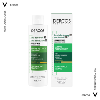 Vichy Dercos, szampon przeciwłupieżowy, włosy suche, 200 ml