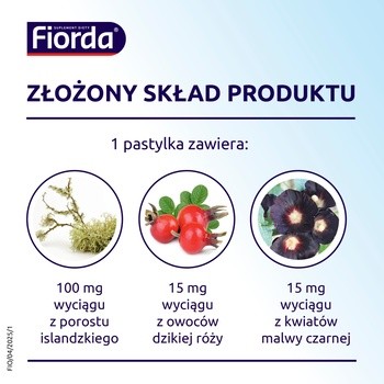 Fiorda, pastylki do ssania o smaku czarnej porzeczki, 30 szt.