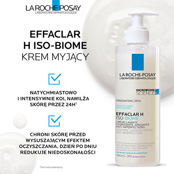 La Roche-Posay Effaclar H ISO-Biome, kojący krem myjący, 390 ml