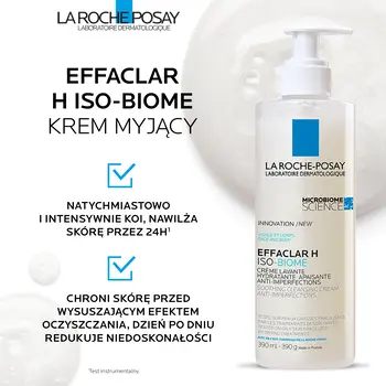 La Roche-Posay Effaclar H ISO-Biome, kojący krem myjący, 390 ml