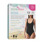 Masmi Reuse Menstruacyjny jednoczęściowy kostium kąpielowy UPF 50+, czarny, rozmiar M, 1 szt.